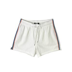 NWOT SAMMY Shorts Men XL White Rainbow Stripes Pull On Terry-Lining Pockets USA